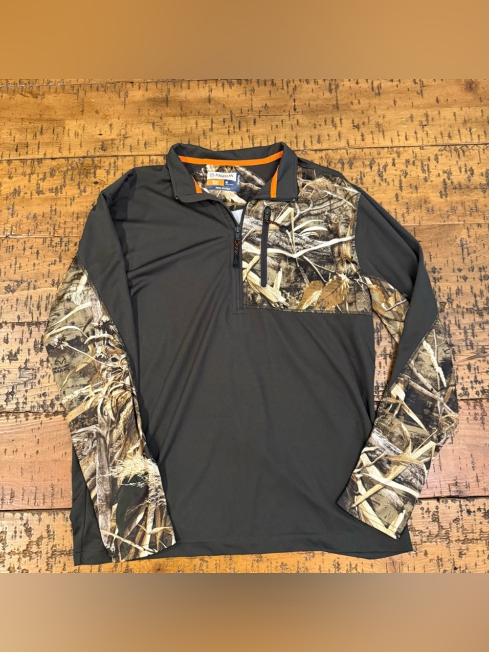 Magellan Outdoors Black & Camo Long-Sleeve Quarter-Zip Pullover